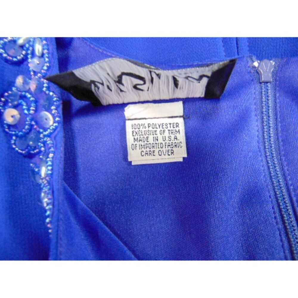 Ursula Switzerland Purple Sequin Dress 10 Fitted L/S Beaded Scarf Hem MoB Bride - Picture 8 of 9